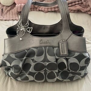Coach Metallic and Black Shoulder Bag